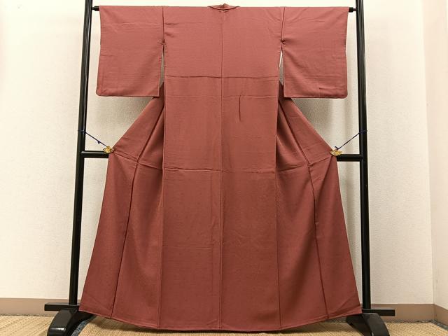 平和屋着物■上質な色無地 桐地紋 銀朱色 正絹 逸品 BAAX6003hj