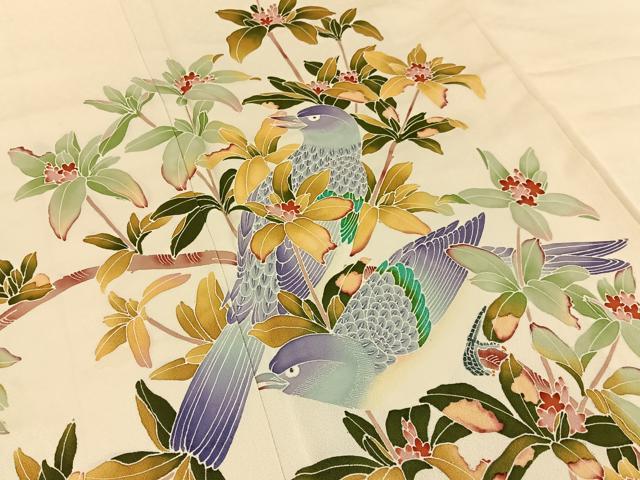平和屋着物■訪問着 友禅 作家物 花鳥文 正絹 逸品 BAAX6007hj