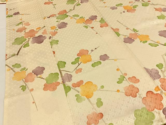 平和屋着物■上質な小紋 枝梅文 正絹 逸品 BAAX6009hj