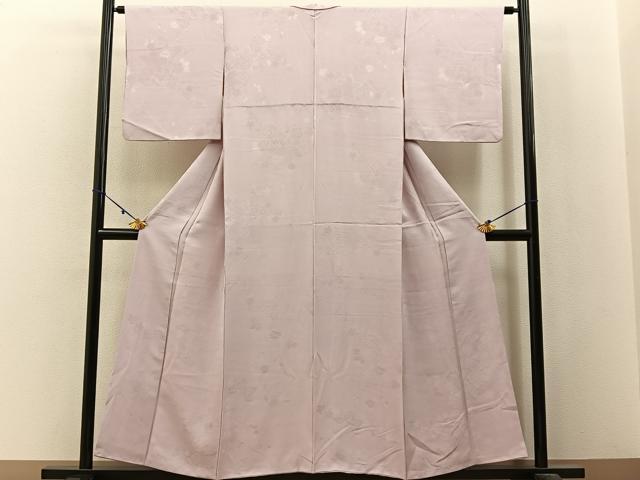 平和屋着物■上質な色無地 草花地紋 淡紅藤色 正絹 逸品 BAAX6012hj