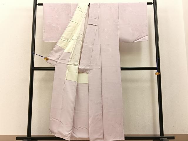 平和屋着物■上質な色無地 草花地紋 淡紅藤色 正絹 逸品 BAAX6012hj