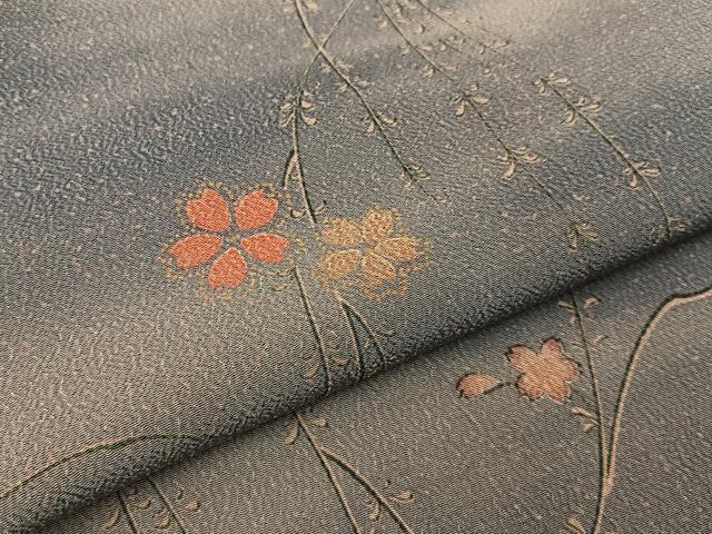 平和屋着物■上質な小紋 枝垂れ桜 暈し染め 正絹 逸品 BAAX6014hj