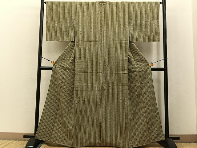 平和屋着物■上質な紬 縞 正絹 逸品 BAAX6016hj