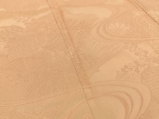 平和屋着物■無地絵羽訪問着 流水桐菊文 珊瑚色 正絹 逸品 BAAX6019hj