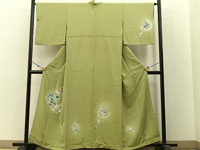 平和屋着物■訪問着 友禅 草花文 暈し染め 正絹 逸品 BAAX6023hj