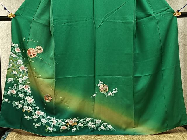 平和屋着物■訪問着 刺繍 雪輪花文 暈し染め 金彩 正絹 逸品 BAAX6026hj