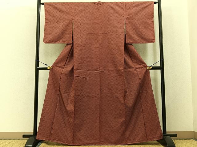 平和屋着物■上質な紬 菱花文 正絹 逸品 未使用 BAAX6035hj