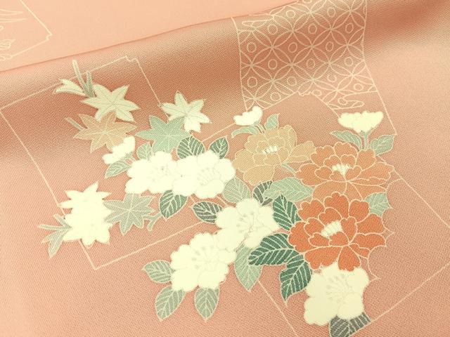 平和屋着物■上質な小紋 色紙重ね花文 正絹 逸品 BAAX6039hj