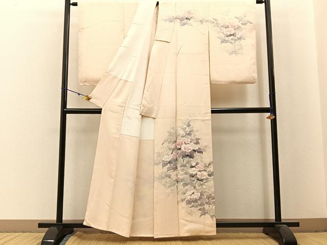 平和屋着物■訪問着 作家物 手描き 草花文 正絹 逸品 未使用 BAAX6040hj