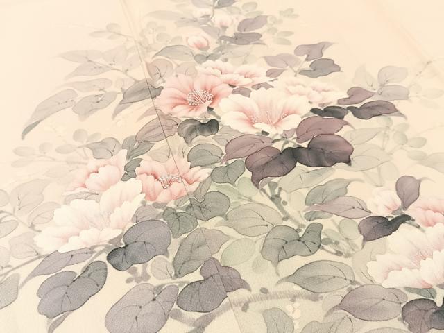 平和屋着物■訪問着 作家物 手描き 草花文 正絹 逸品 未使用 BAAX6040hj