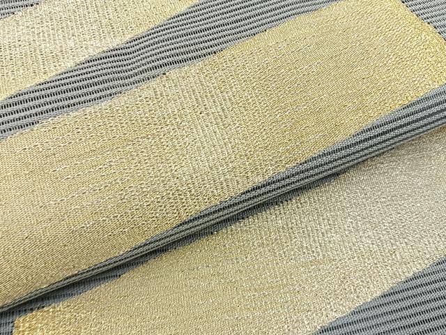 平和屋着物*夏物 太鼓柄袋帯 絽綴れ 横段文 金銀糸 正絹 逸品 BAAX6042hj