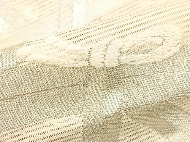 平和屋着物*夏物 六通柄袋帯 竹垣文 銀糸 正絹 逸品 BAAX6045hj
