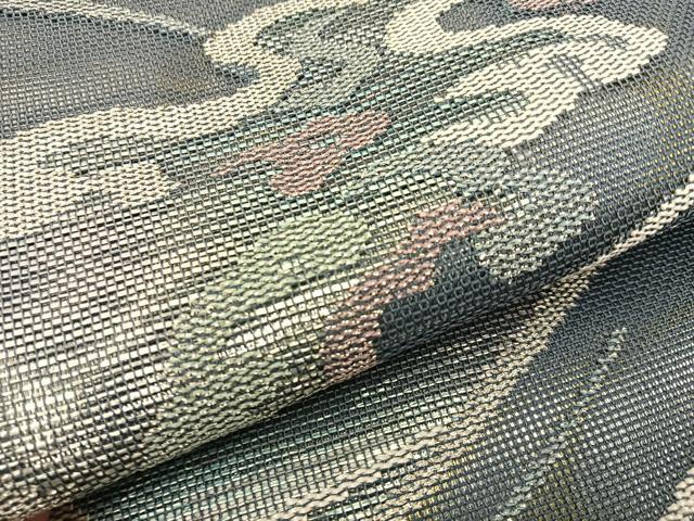 平和屋着物*夏物 太鼓柄袋帯 立波文 銀糸 正絹 逸品 BAAX6048hj