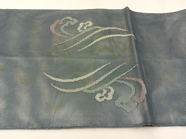 平和屋着物*夏物 太鼓柄袋帯 立波文 銀糸 正絹 逸品 BAAX6048hj