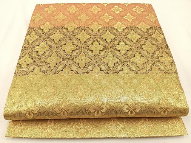 平和屋着物◎佐賀錦 六通柄袋帯 花菱文 金糸 正絹 逸品 BAAX6066hj