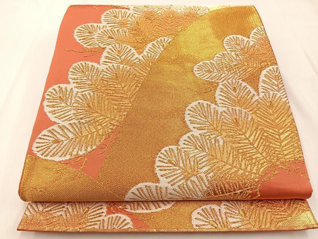 平和屋着物◎六通柄袋帯 松 金糸 正絹 逸品 BAAX6070hj