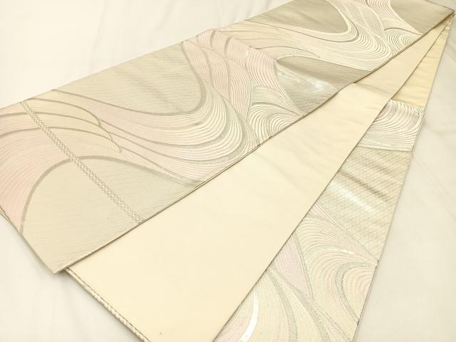 平和屋着物◎六通柄袋帯 唐織 流水文 銀糸 正絹 逸品 BAAX6082hj
