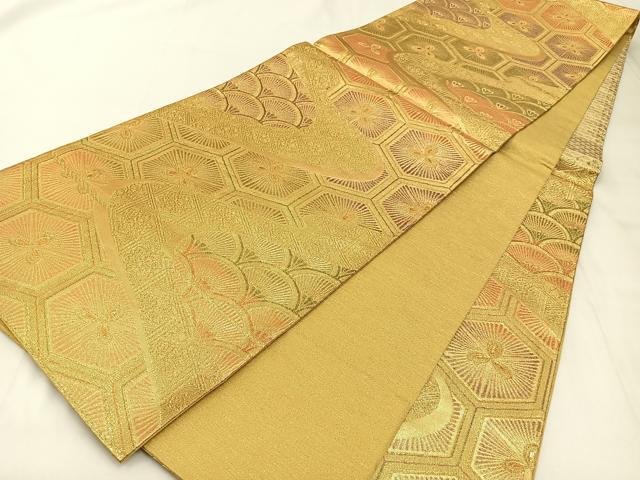 平和屋着物◎六通柄袋帯 亀甲松葉文 金糸 正絹 逸品 BAAX6088hj