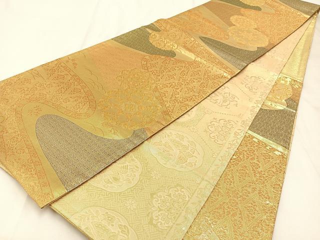 平和屋着物◎佐賀錦 両面 六通柄袋帯 正倉院花文 金糸 正絹 逸品 BAAX6095hj