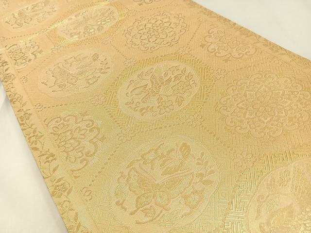 平和屋着物◎佐賀錦 両面 六通柄袋帯 正倉院花文 金糸 正絹 逸品 BAAX6095hj