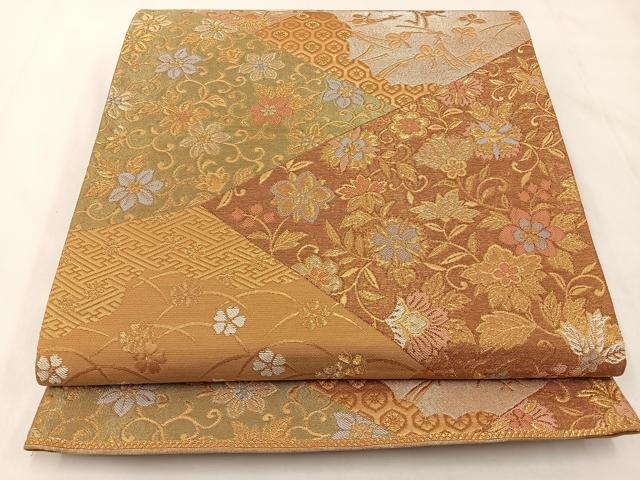 平和屋着物◎六通柄袋帯 瑞宝 金糸 正絹 逸品 BAAX6099hj