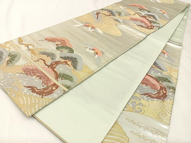 平和屋着物◎六通柄袋帯 唐織 瑞鶴光琳松 金銀糸 正絹 逸品 BAAX6101hj