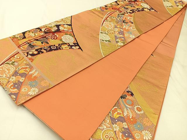 平和屋着物◎六通柄袋帯 唐織 九百 小袖几帳重紋 金糸 正絹 逸品 BAAX6123hj