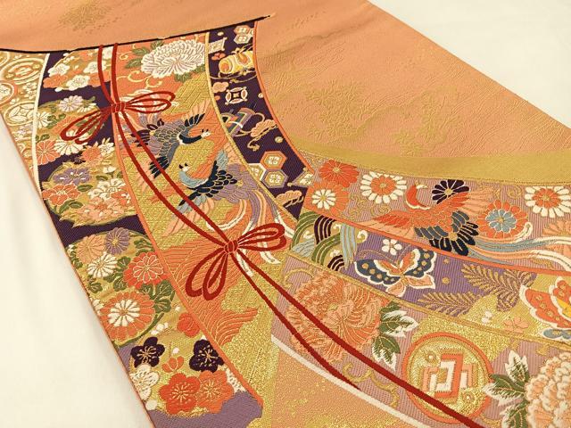 平和屋着物◎六通柄袋帯 唐織 九百 小袖几帳重紋 金糸 正絹 逸品 BAAX6123hj