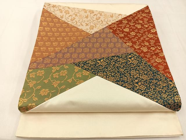 平和屋着物◎西陣 太鼓柄袋帯 切嵌 名物裂 金糸 正絹 逸品 BAAX6127hj