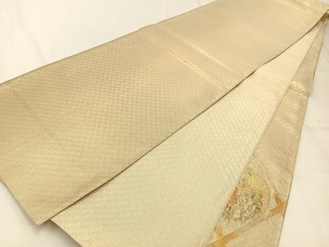平和屋着物◎佐賀錦 太鼓柄袋帯 菱天井花丸文 金糸 正絹 逸品 BAAX6133hj