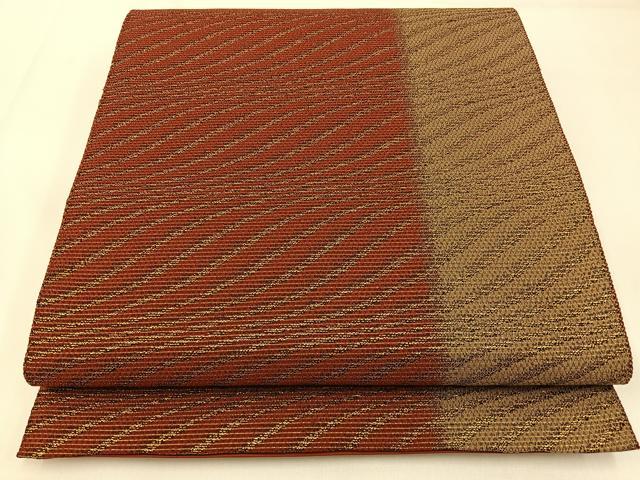 平和屋着物◎六通柄袋帯 流線文 金糸 正絹 逸品 BAAX6141hj