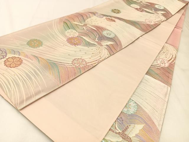 平和屋着物◎六通柄袋帯 鳳凰舞桜文 金銀糸 正絹 逸品 BAAX6145hj
