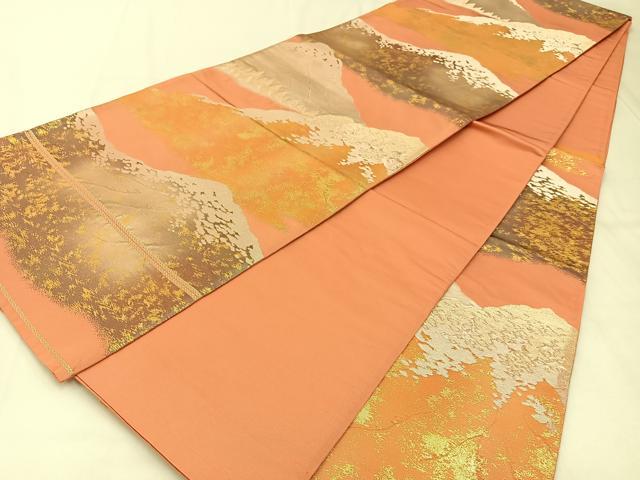 平和屋着物◎六通柄袋帯 重ね山文 金銀糸 引箔 正絹 逸品 BAAX6152hj