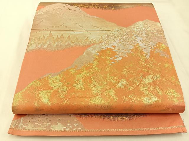 平和屋着物◎六通柄袋帯 重ね山文 金銀糸 引箔 正絹 逸品 BAAX6152hj