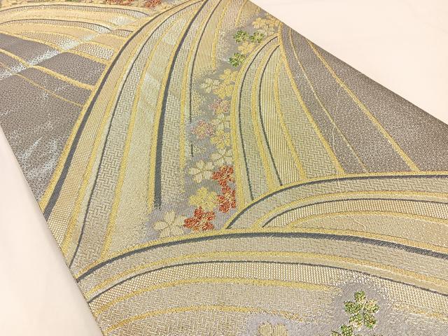 平和屋着物◎六通柄袋帯 桜流し 金銀糸 正絹 逸品 BAAX6154hj