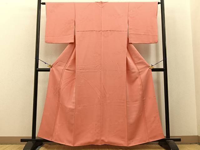 平和屋着物■上質な色無地 松地紋 浅緋色 正絹 逸品 BAAX6166hj
