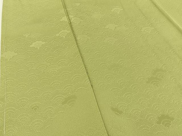 平和屋着物■無地絵羽訪問着 雪輪青海波地紋 青朽葉色 正絹 逸品 未使用 BAAX6168hj