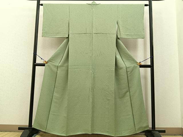 平和屋着物●上質な色無地 霞地紋 柳茶色 正絹 逸品 BAAX6169hj