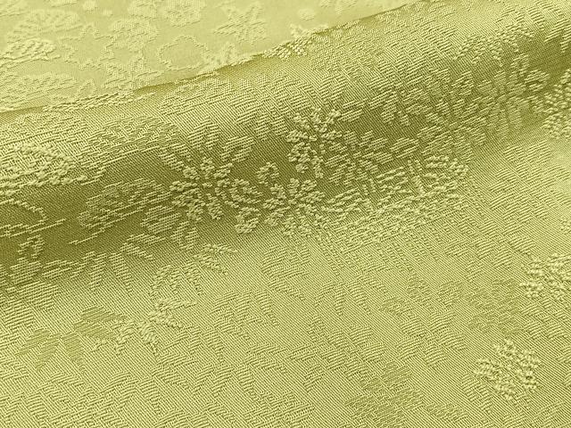 平和屋着物●上質な色無地 籬草花地紋 抹茶色 さが美扱い 正絹 逸品 BAAX6177hj