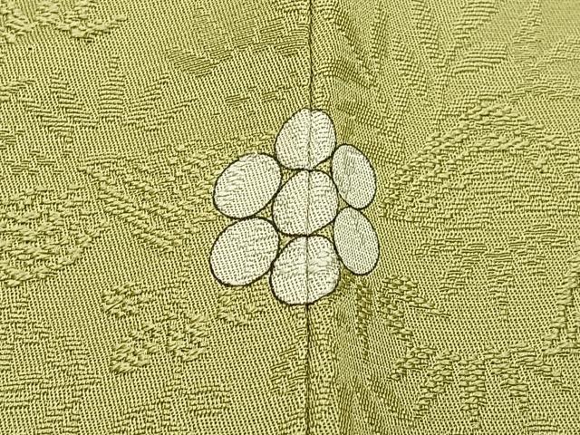平和屋着物●上質な色無地 籬草花地紋 抹茶色 さが美扱い 正絹 逸品 BAAX6177hj