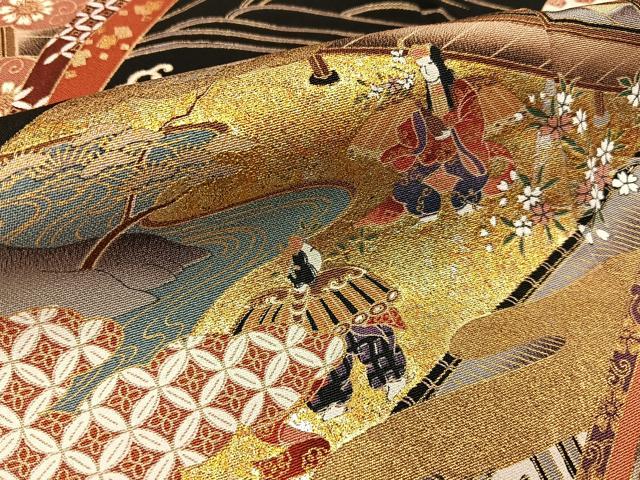 平和屋着物■豪華黒留袖 源氏物語 金彩 正絹 逸品 BAAX6186hj