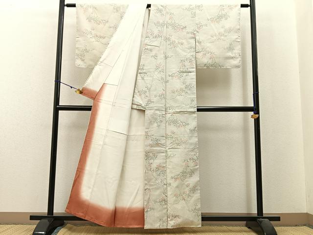 平和屋着物■上質な紬 枝花文 正絹 逸品 BAAX6191hj