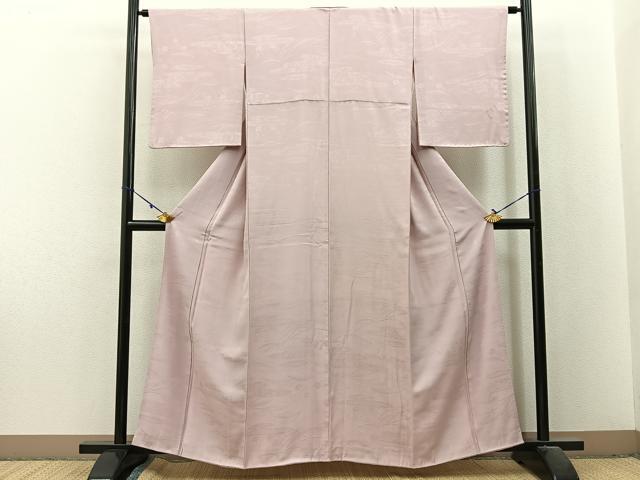 平和屋着物■上質な色無地 草花地紋 薄柿色 正絹 逸品 BAAX6208hj