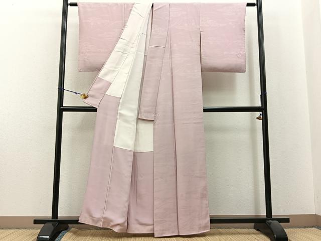 平和屋着物■上質な色無地 草花地紋 薄柿色 正絹 逸品 BAAX6208hj