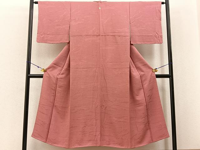 平和屋着物■上質な色無地 笹地紋 浅緋色 正絹 逸品 BAAX6215hj