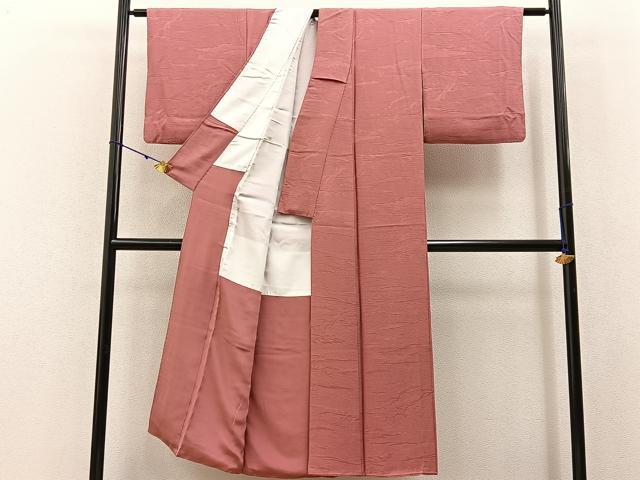 平和屋着物■上質な色無地 笹地紋 浅緋色 正絹 逸品 BAAX6215hj