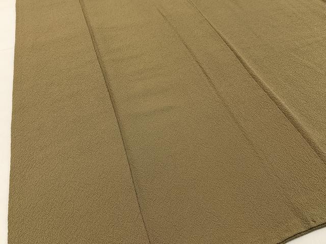 平和屋着物■上質な色無地 黄海松茶色 正絹 逸品 BAAX6217hj