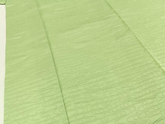 平和屋着物■上質な色無地 流水地紋 若菜色 正絹 逸品 BAAX6233hj