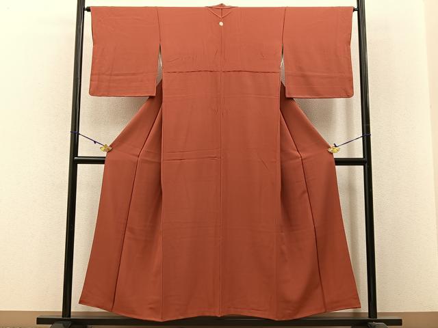 平和屋着物■上質な色無地 銀朱色 正絹 逸品 BAAX6235hj