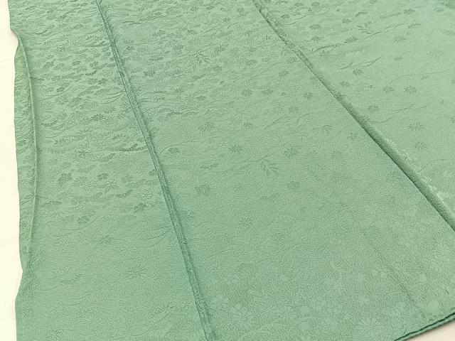 平和屋着物●上質な色無地 松竹梅地紋 山葵色 正絹 逸品 BAAX6236hj